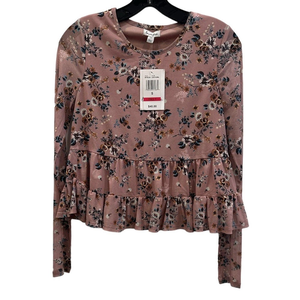 Love fire long sleeve tiered floral fall blouse size S NWT
